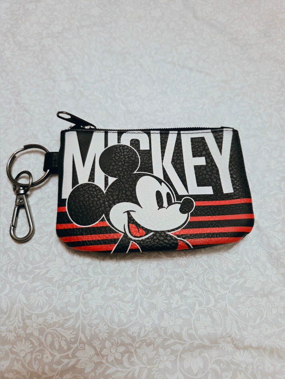 Mickey Mouse Black & Red Zip Coin Pouch Keychain